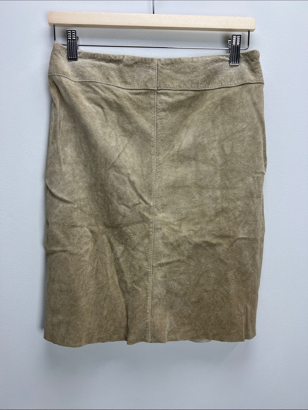 Vintage Express Suede Genuine Leather Skirt Tan Western Womens Small Boho 90s